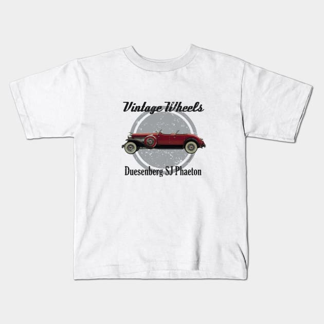 Vintage Wheels - Duesenberg SJ Roadster Kids T-Shirt by DaJellah